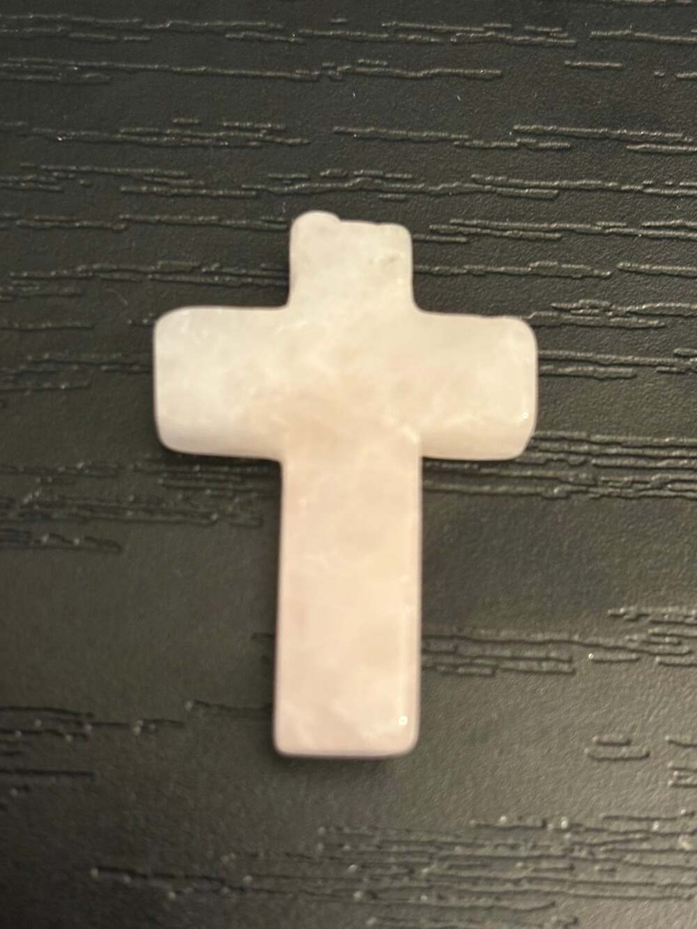 Vintage Genuine Rose Quartz Stone Cross Pendant